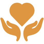 Heart above hands icon