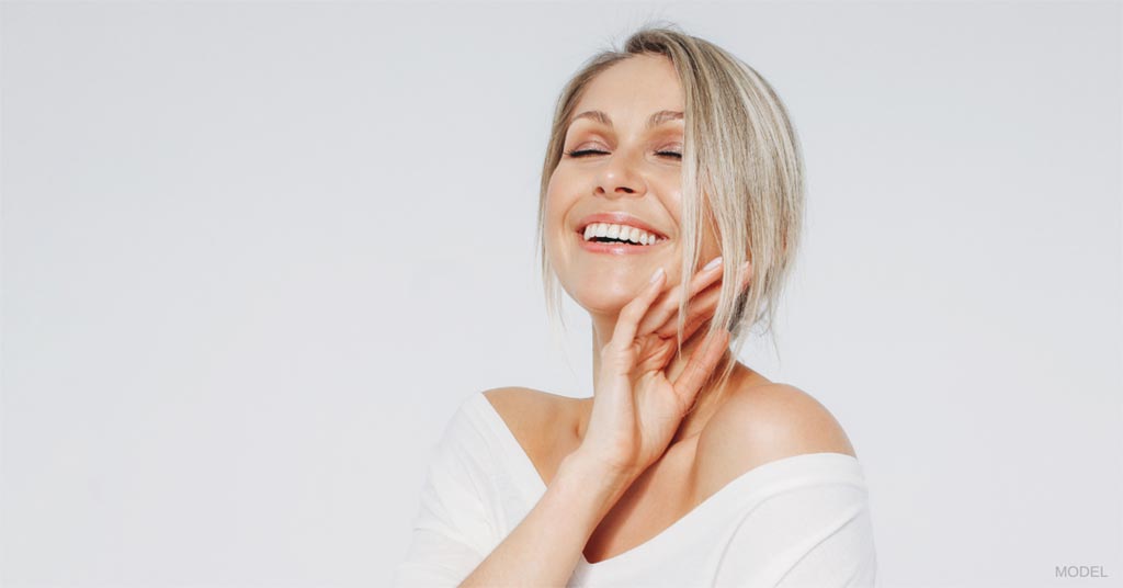 Woman with hydrated skin in Langley, BC